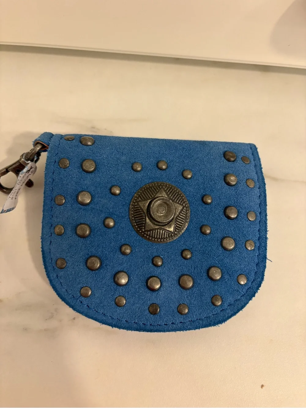 Free People Blue Studded Suede Wallet or Purse Charm